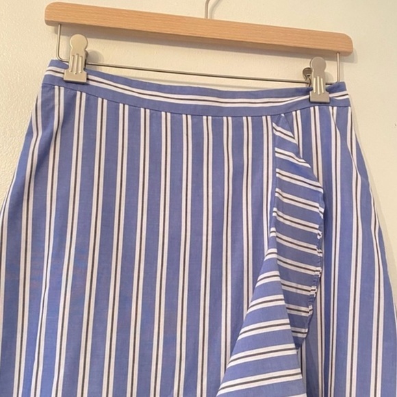 Talbots blue and white striped wrap skirt with ruffles 2P - Picture 3 of 7